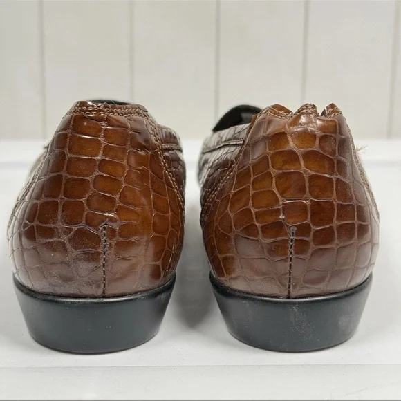 SAS Tripad Cognac Croc Comfort Loafers Women’s Brown Classic Slip On Shoes 9M - Picture 5 of 9